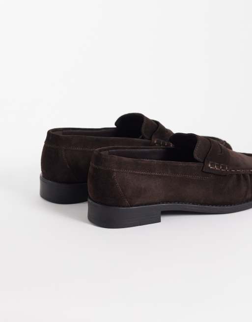 NOAK Made in Portugal loafers in brown suede with ruched apron, 3 of 4