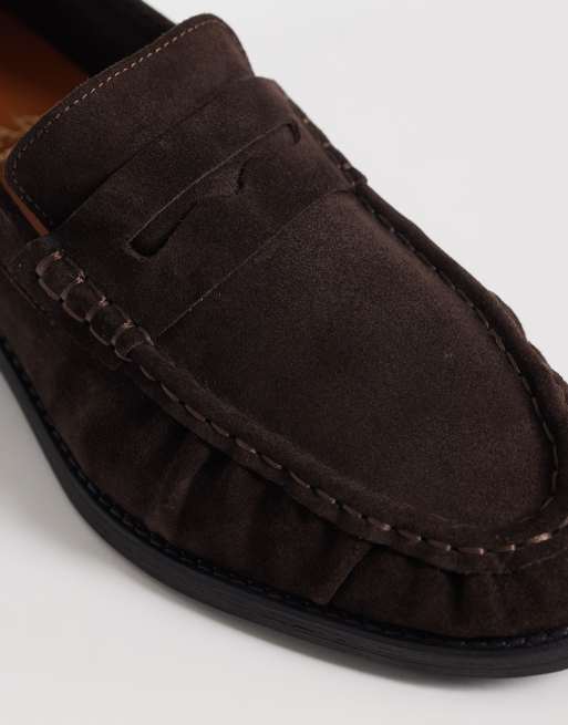 NOAK Made in Portugal loafers in brown suede with ruched apron, 4 of 4