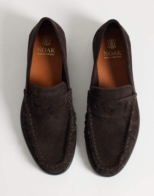 NOAK Made in Portugal loafers in brown suede with ruched apron, 4 of 4