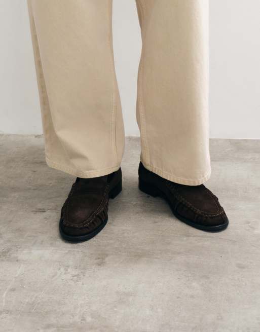 NOAK Made in Portugal loafers in brown suede with ruched apron, 5 of 5