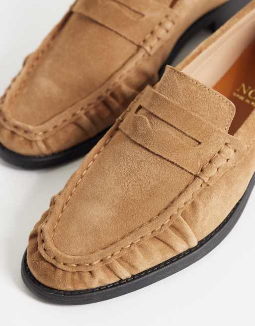 Noak Made in Portugal loafers with ruched apron in tan suede, 4 of 4