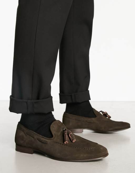 Noak made in Portugal loafers with tassel detail in brown suede