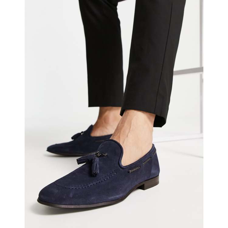 Noak made in Portugal loafers with tassel detail in navy suede | ASOS