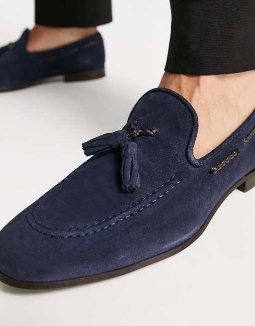 Noak made in Portugal loafers with tassel detail in navy suede | ASOS