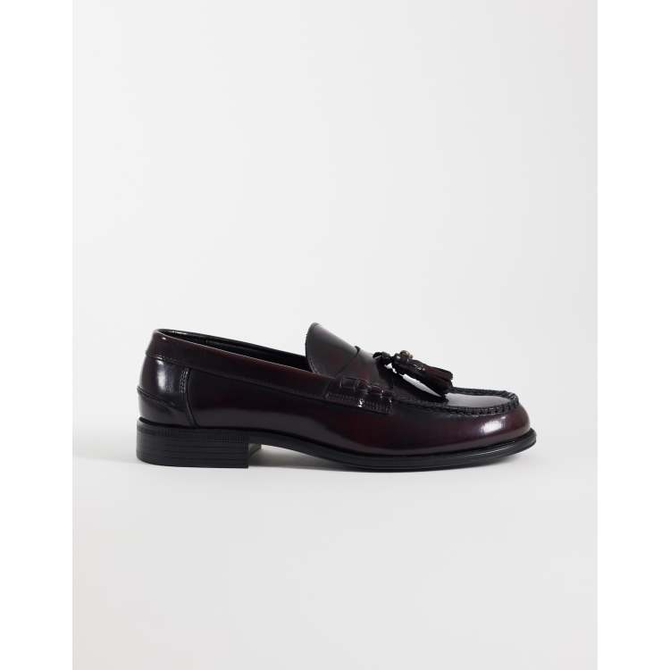 NOAK made in Portugal loafers with tassel trim in burgundy leather
