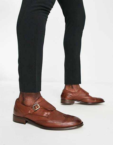 ASOS Herren Schuhe Elegante Schuhe Monk shoes in faux leather with emboss panel 