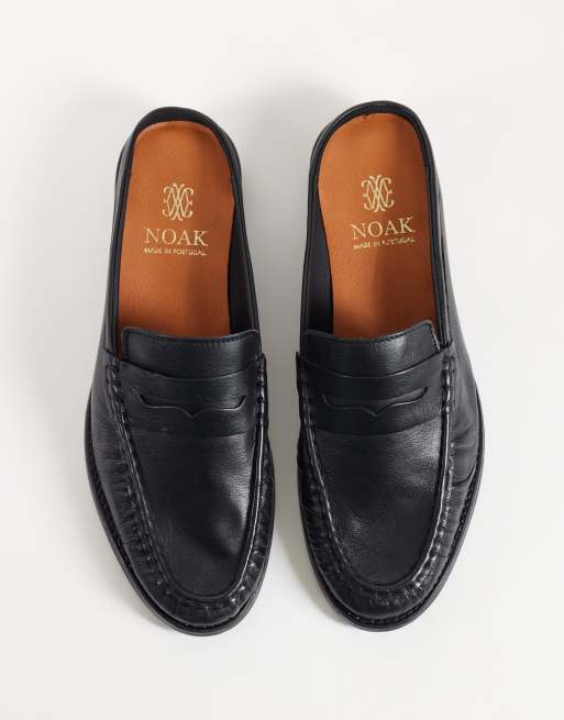 NOAK made in Portugal mule loafers with gold-tone snaffle and ruching in black leather, 2 of 4