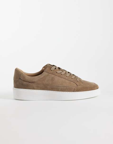 NOAK Made In Portugal paneled lace up sneakers in taupe suede - view 1
