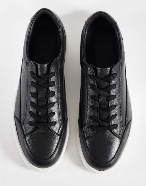 NOAK made In Portugal panelled lace up sneakers in black leather, 3 of 5