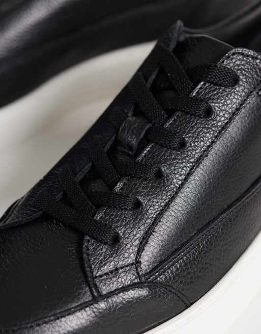 NOAK made In Portugal panelled lace up sneakers in black leather, 4 of 5