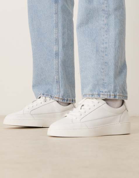 NOAK Made In Portugal panelled lace up sneakers in white leather - view 1