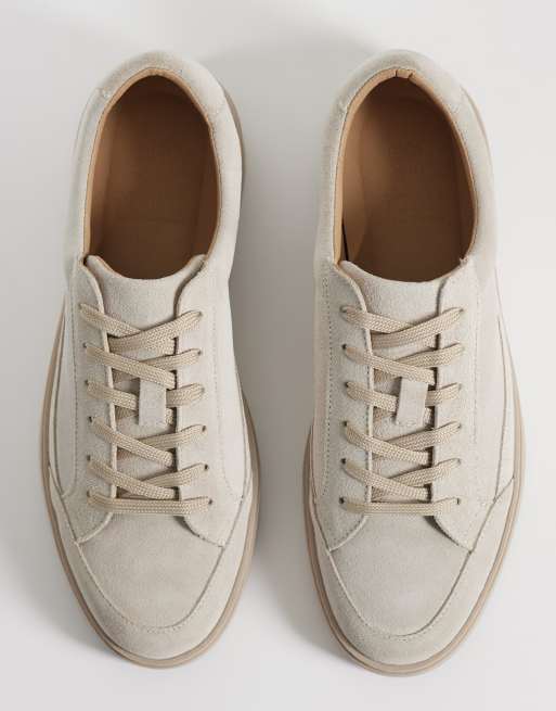 NOAK Made In Portugal panelled lace up trainers in stone suede, 3 of 5
