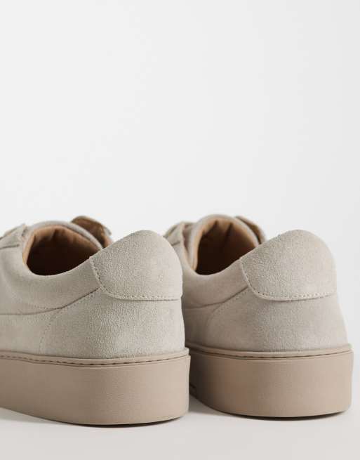 NOAK Made In Portugal panelled lace up trainers in stone suede, 4 of 5