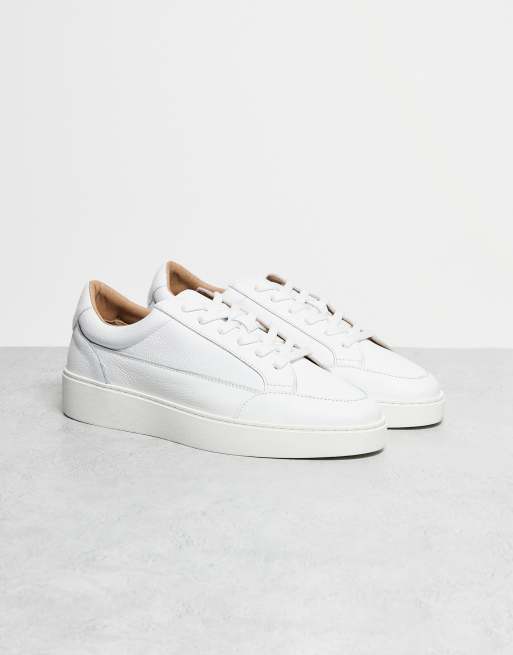 NOAK Made In Portugal panelled lace up trainers in white leather