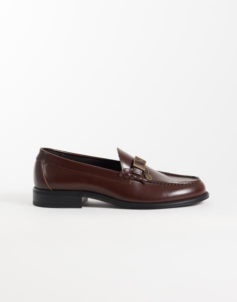 NOAK made in Portugal penny loafers buckle detail in brown leather - view 1