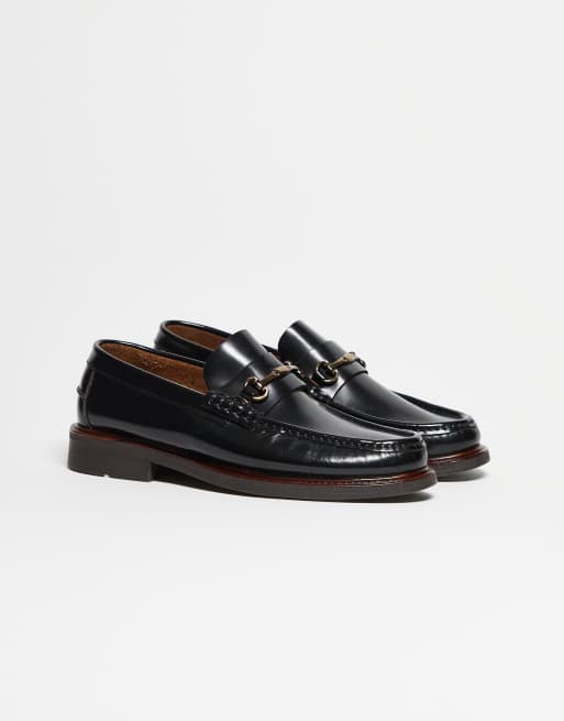 Noak made in Portugal penny loafers in black leather with 