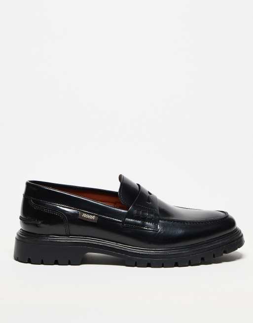 Noak Made in Portugal penny loafers in black leather, 2 of 4