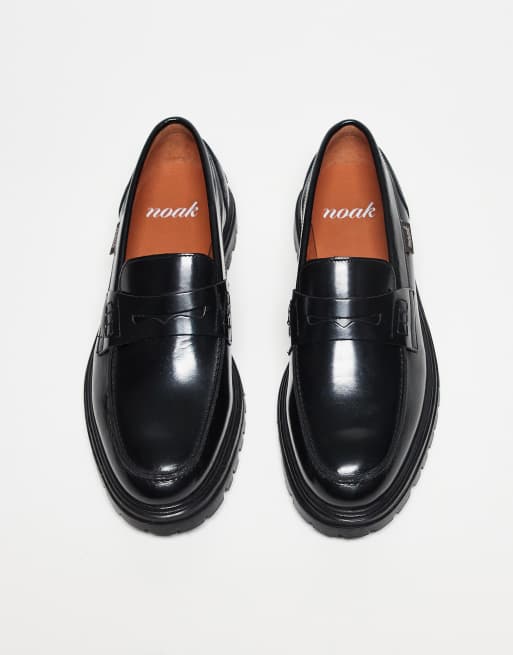 Noak Made in Portugal penny loafers in black leather, 3 of 4