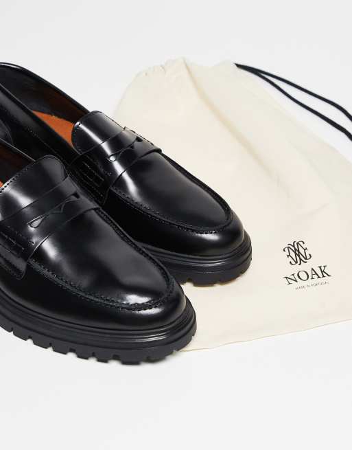 NOAK made in Portugal penny loafers in black leather, 3 of 5