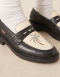 [Noak] Noak Made in Portugal penny loafers in black with print 46 BLACK