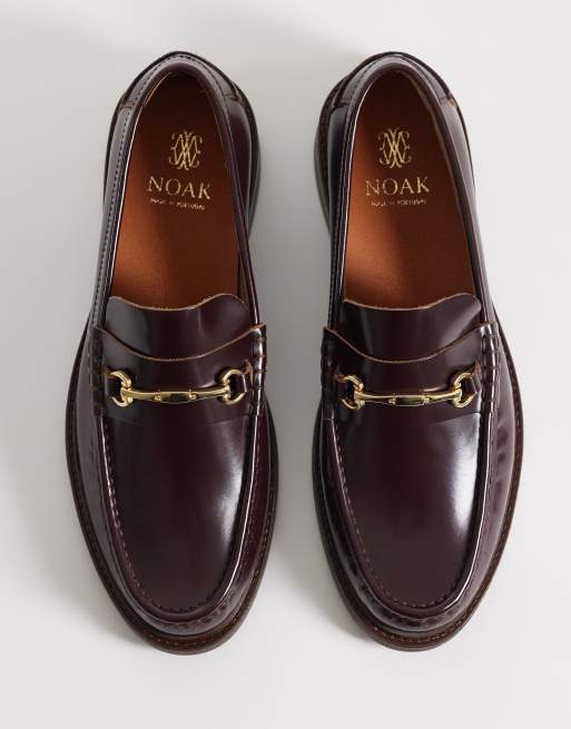 NOAK made in Portugal penny loafers in brown leather with gold snaffle, 2 of 4