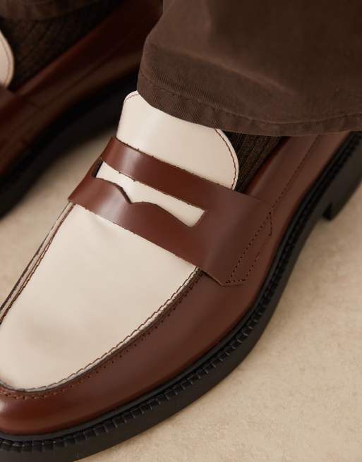 NOAK made in Portugal penny loafers in tan and cream leather, 2 of 4