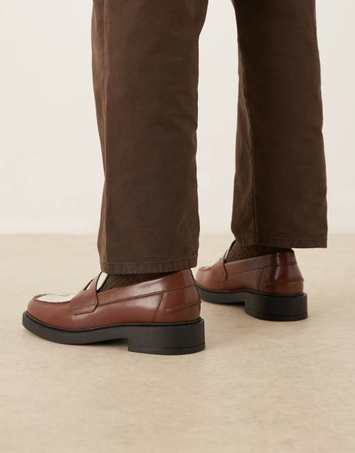 NOAK made in Portugal penny loafers in tan and cream leather, 3 of 4
