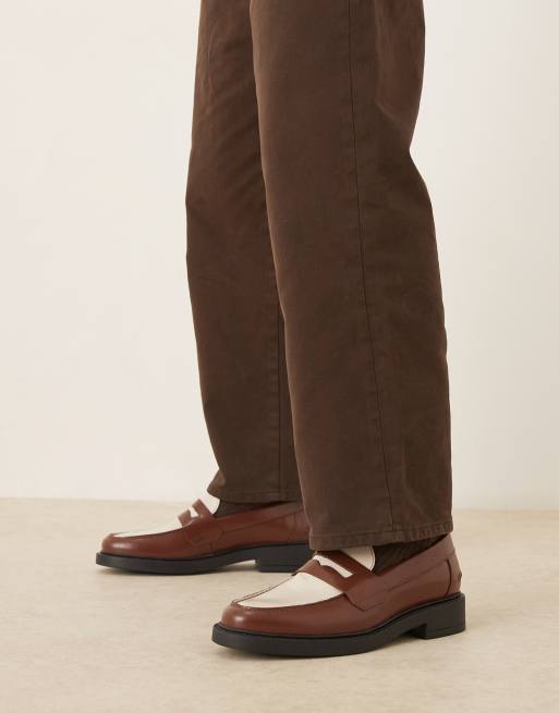 NOAK made in Portugal penny loafers in tan and cream leather, 4 of 4