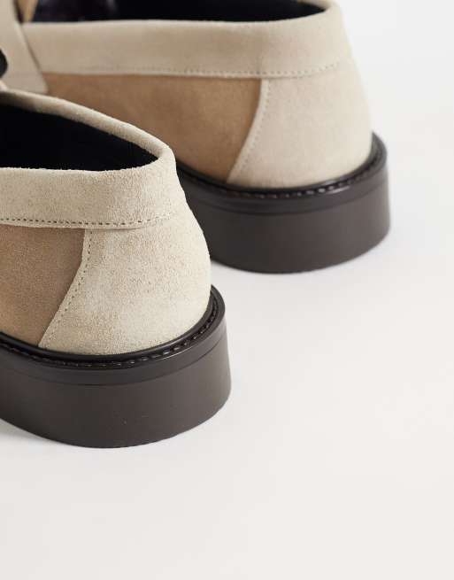 NOAK made In Portugal penny loafers with branded snaffle in stone suede, 4 of 4