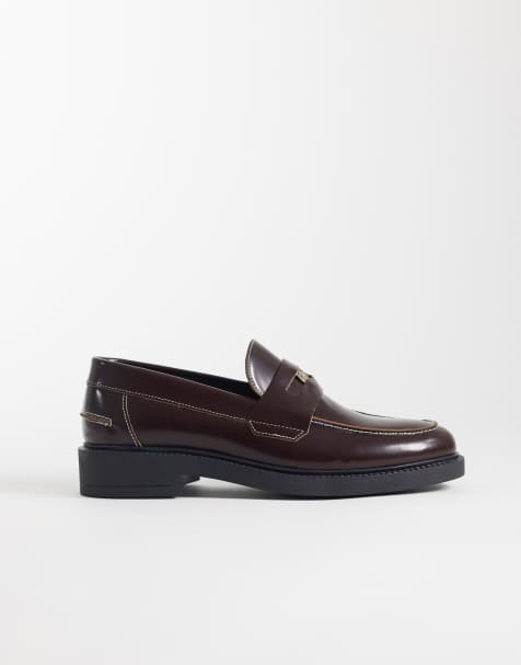 NOAK Made in Portugal penny loafers with coin detail in brown polido leather - view 1