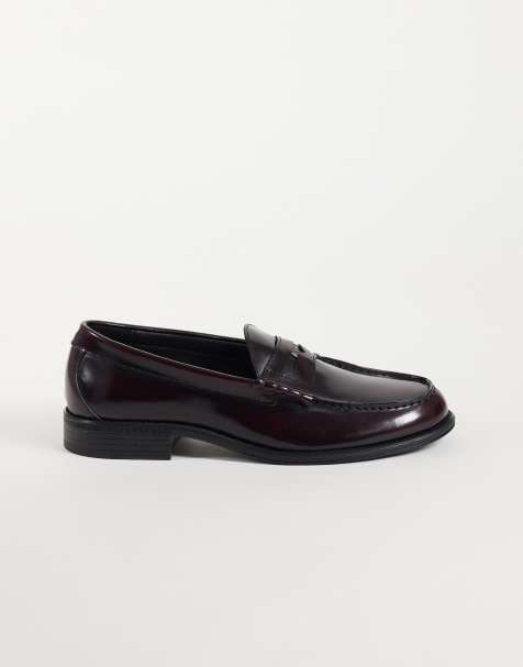 NOAK made in Portugal penny loafers with coin detail in burgundy leather - view 1