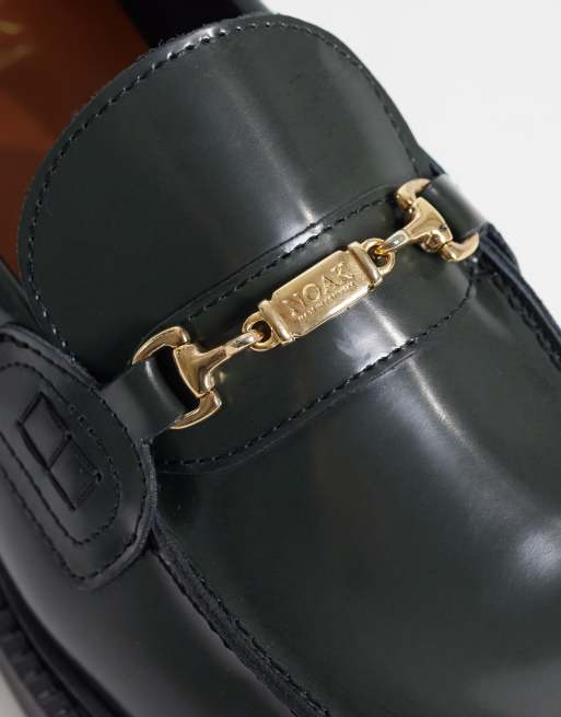 NOAK made In Portugal penny loafers with gold snaffle in bottle green leather, 3 of 4