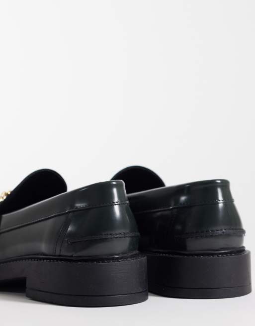 NOAK made In Portugal penny loafers with gold snaffle in bottle green leather, 4 of 4