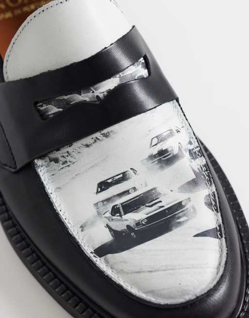 NOAK made In Portugal penny loafers with graphic in black leather, 4 of 4
