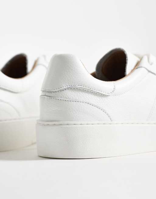 NOAK Made In Portugal retro lace up trainers in white leather, 3 of 5