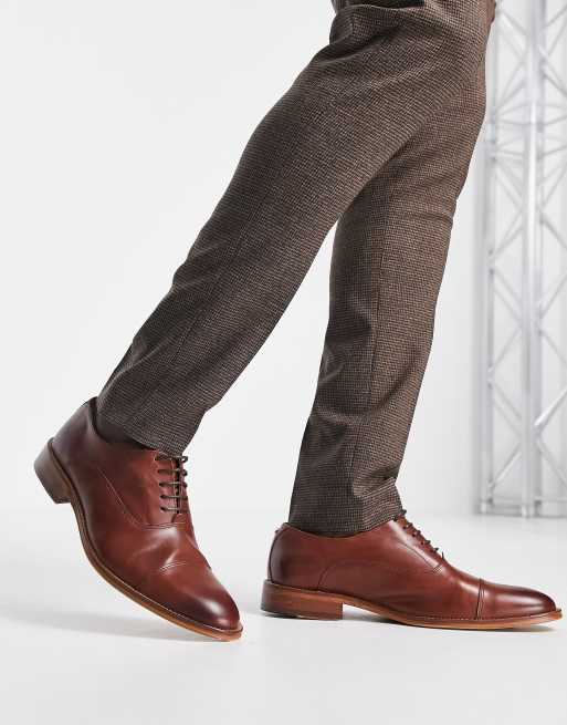 Noak - Made in Portugal - Scarpe Oxford in pelle color cuoio con punta rivestita