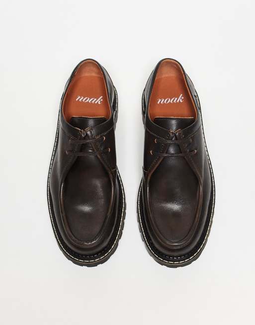 Noak made in Portugal - Scarpe stringate in pelle marrone con impunture, 3 di 4