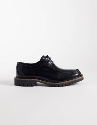 Made in Portugal - Schnürschuhe aus schwarzem Leder mit eingesetztem Vorderblatt Schwarz 46