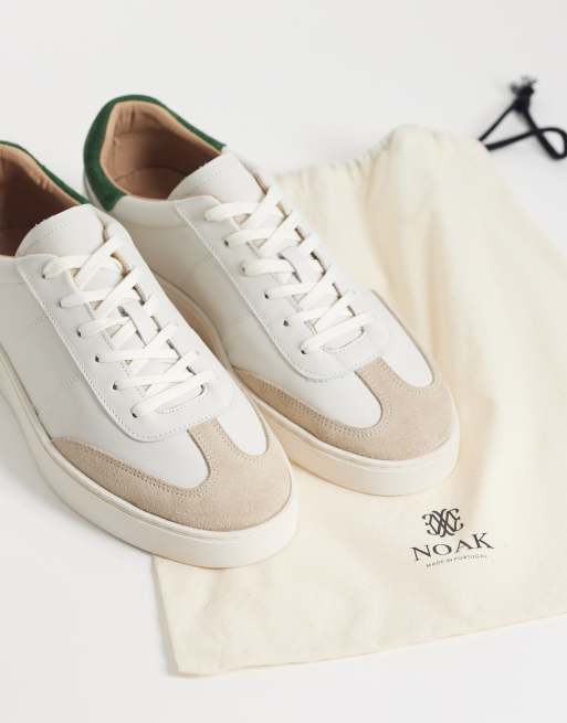 NOAK - Made In Portugal - Sneakers stringate rétro bianche in misto pelle e camoscio, 4 di 5