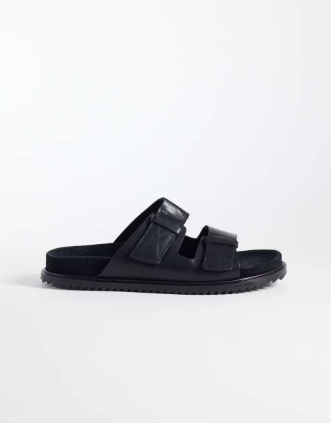 Noak - Made in Portugal - Sorte sandaler med dobbelte remme i læder - view 1