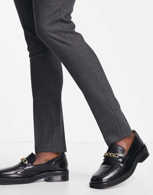 Noak – Made in Portugal – Svarta, grova loafers i läder med kedjedetalj