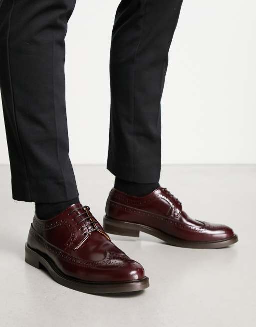 Noak – Made in Portugal – Vinröda brogueskor med grov sula i läder