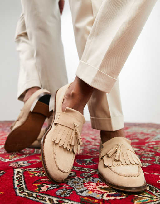 Noak – Made in Portugal – Wildleder-Loafer in Stein mit Fransen