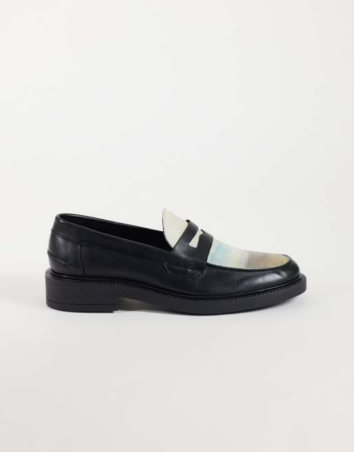 NOAK mocassin en cuir fabriqué au Portugal avec imprimé graphique sur l’empeigne, 2 de 4