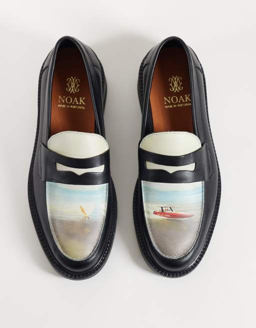 NOAK mocassin en cuir fabriqué au Portugal avec imprimé graphique sur l’empeigne, 3 de 4
