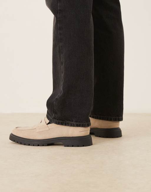 NOAK - Mocassins en daim fabriqués au Portugal avec pampilles - Taupe, 3 de 4