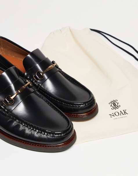 Noak - Mocassins fabriqués au Portugal en cuir à mors doré - Noir - view 1