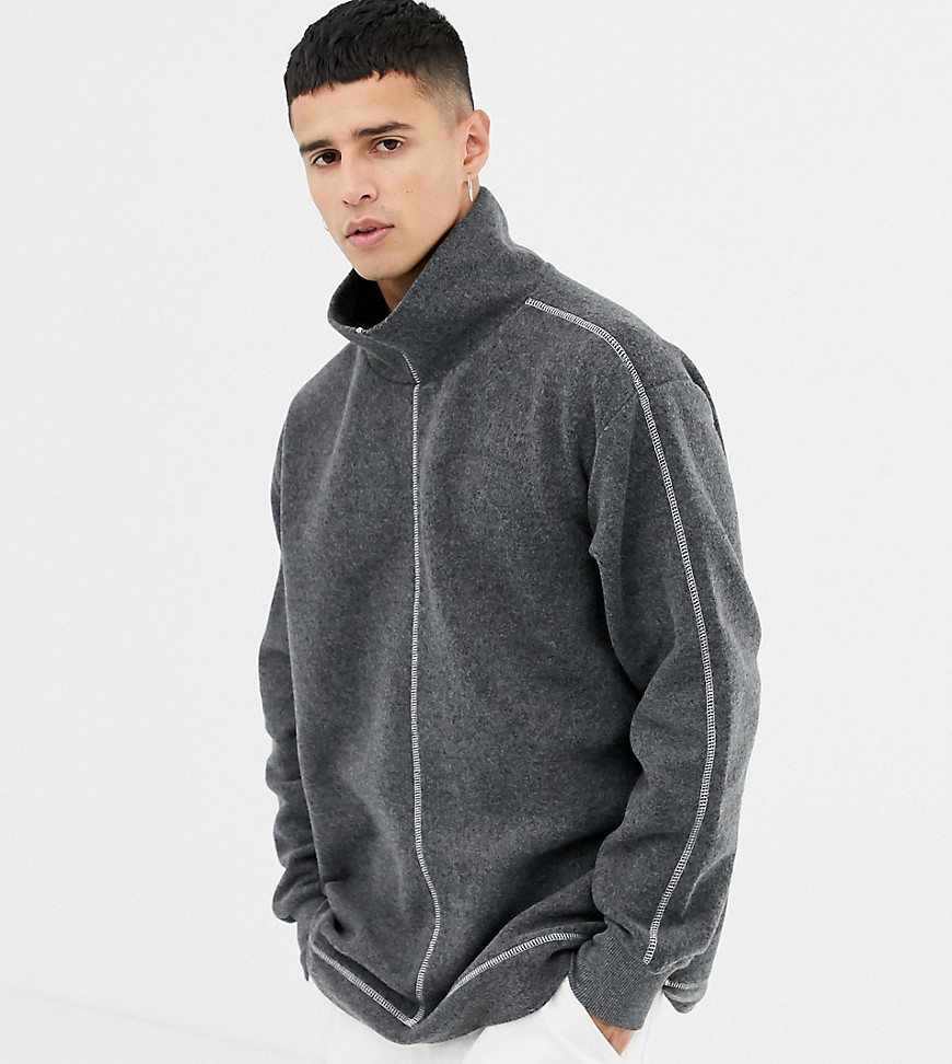 Noak - Oversized fleece sweatshirt in grijs met contrasterend stiksel