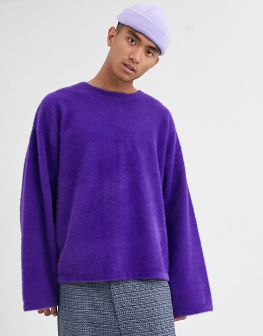 Noak oversized fluffy jumper in purple