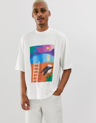 Noak - Oversized T-shirt met kunstprint-Wit